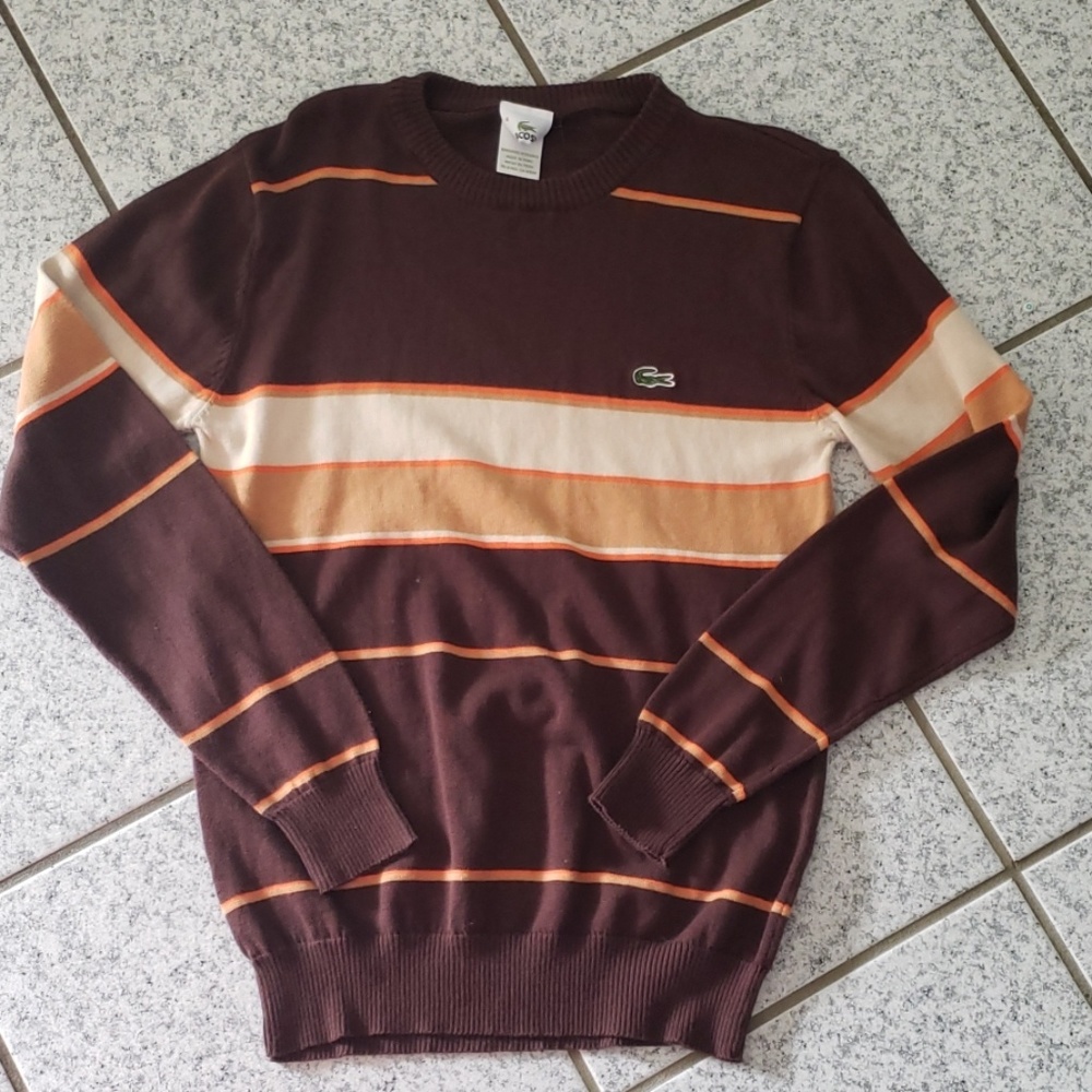 Lacoste Mens Sweater 4 Striped Brown